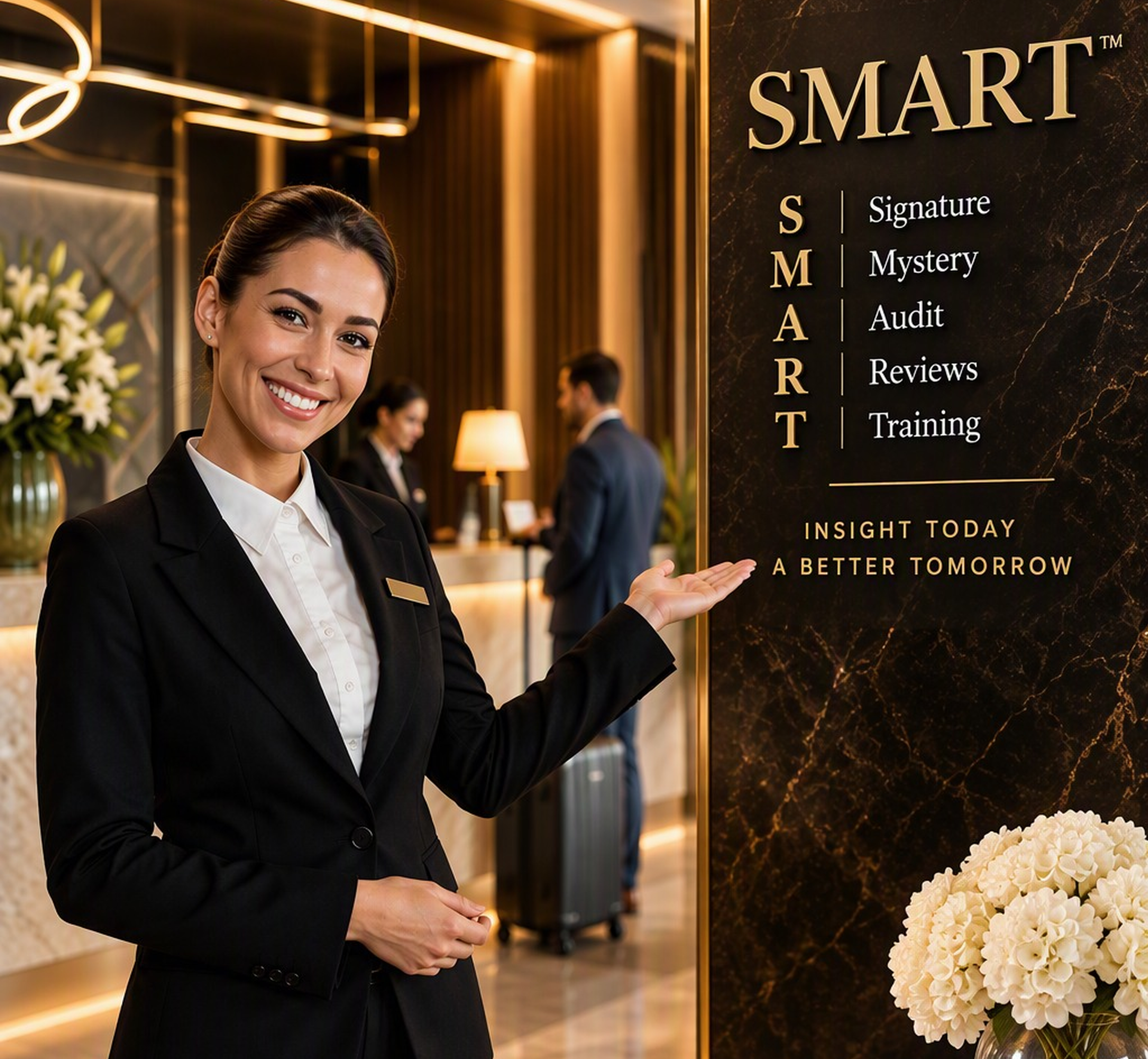 SMART hospitality framework in a luxury hotel lobby